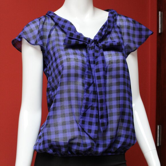 H&M Blue Plaid Blouse - Picture 3 of 13